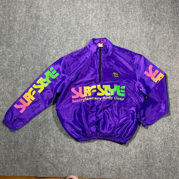surf style Other - Vtg Surf Style Windbreaker Jacket Mens Medium Purple Iridescent Pullover 90s